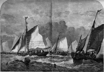 Oyster fishermen in Whitstable Bay, England by French School