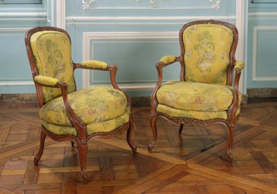 Pair of Louis XV Armchairs by French School
