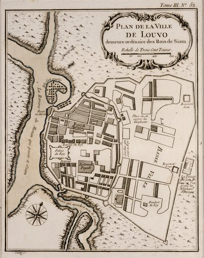 Plan of Lopburi, 1751 by French School