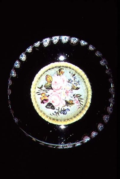 Plaque, Sulphide with Floral Bouquet by French School