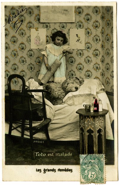 Postcard: Toto is Sick, Great Remedies by French School