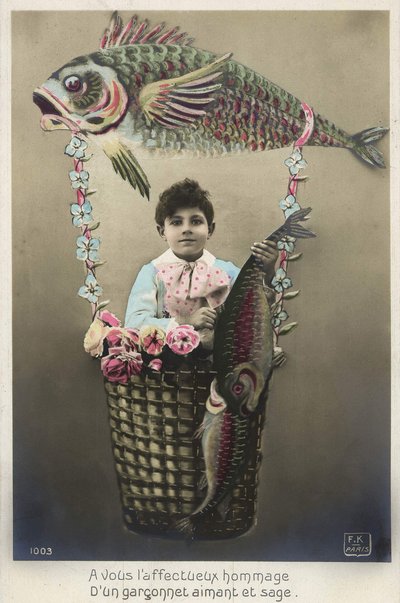 Postcard of April 1st, early 20th century by French School