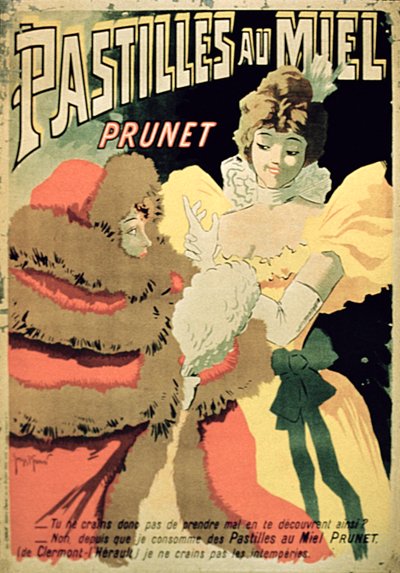 Poster advertising Honey Pastilles by Prunet, Paris by French School