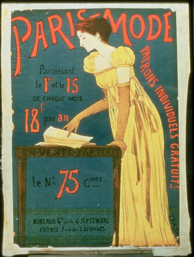 Poster advertising subscriptions to Paris Mode Magazine by French School