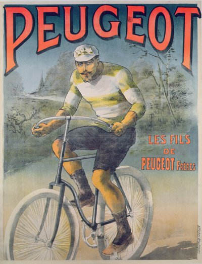 Poster advertising the cycles Peugeot by French School