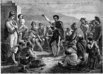 Public reading on mole in Naples, Italy by French School