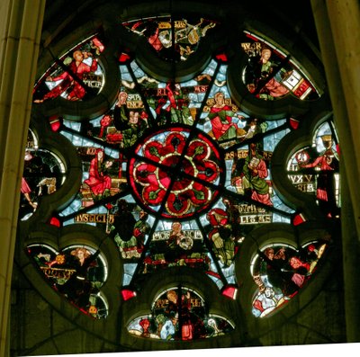 Rose window depicting the vices and virtues by French School