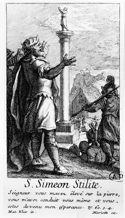 Saint Simeon Stylite on his Column by French School