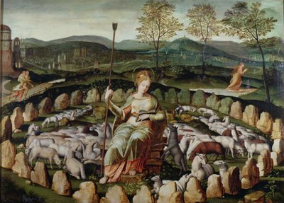 St. Genevieve Guarding her Flock by French School