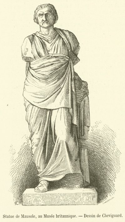 Statue of Mausolus, at the British Museum (engraving) by French School