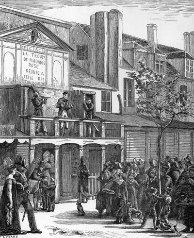 Street Theatre: The Bobeche Carnival Parade (engraving) by French School