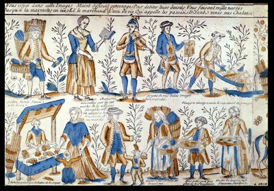 Street Traders in the 18th century by French School