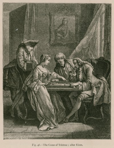 The Game of Trictrac; after Eisen by French School