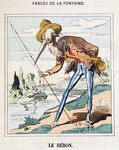 The Heron (Fables de La Fontaine) by French School