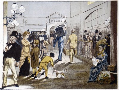 Train station hall, late 19th century by French School