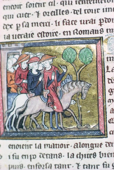 Travellers, from the Roman de Jules Cesar by French School