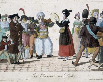 Travelling singers - engraving by French School