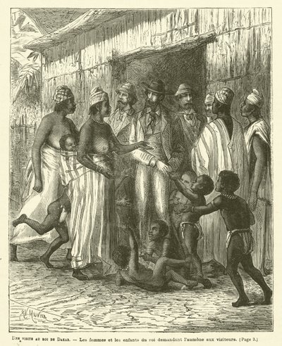 A Visit to the King of Dakar (engraving) by French School