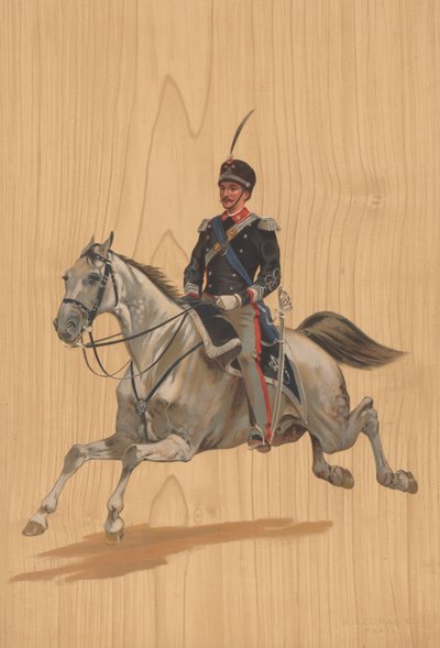 Unidentified Soldier on Horseback by French School