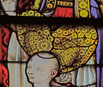 Window depicting Donor wearing Butterfly Headdress by French School