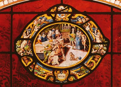 Window depicting January, from Montigny by French School