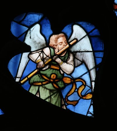 Window depicting a Musical Angel by French School