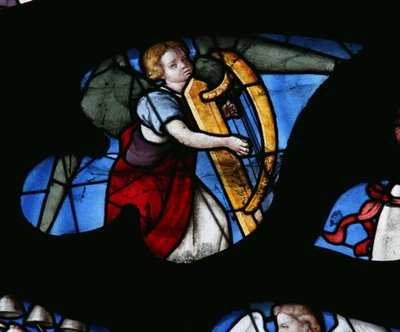 Window depicting a Musical Angel by French School