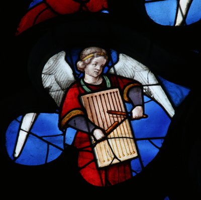 Window depicting a Musical Angel by French School