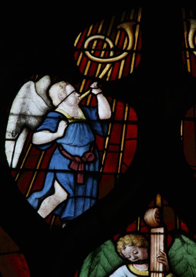 Window depicting a Musical Angel by French School