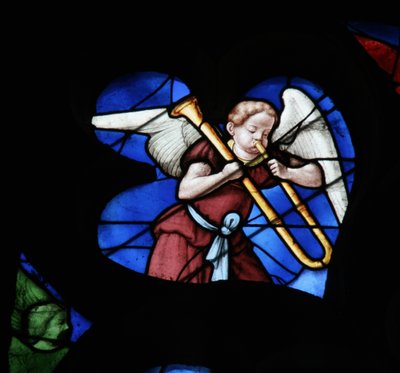 Window depicting a musical Angel by French School