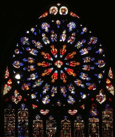 Window depicting angelic musicians by French School