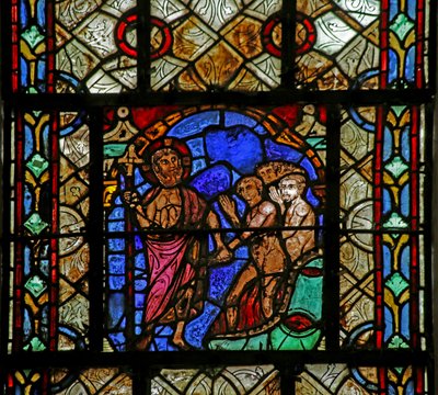 Window depicting the Harrowing of Hell by French School