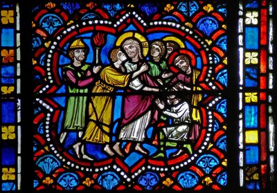 Window s2-L depicting the Betrayal by Judas by French School