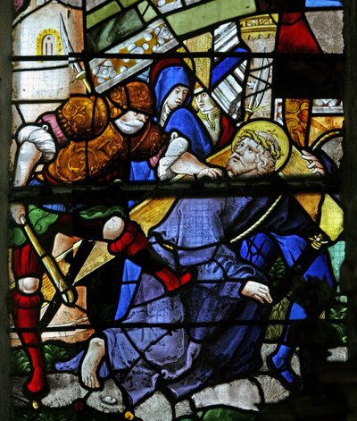 Window w0 depicting the Via Crucis by French School