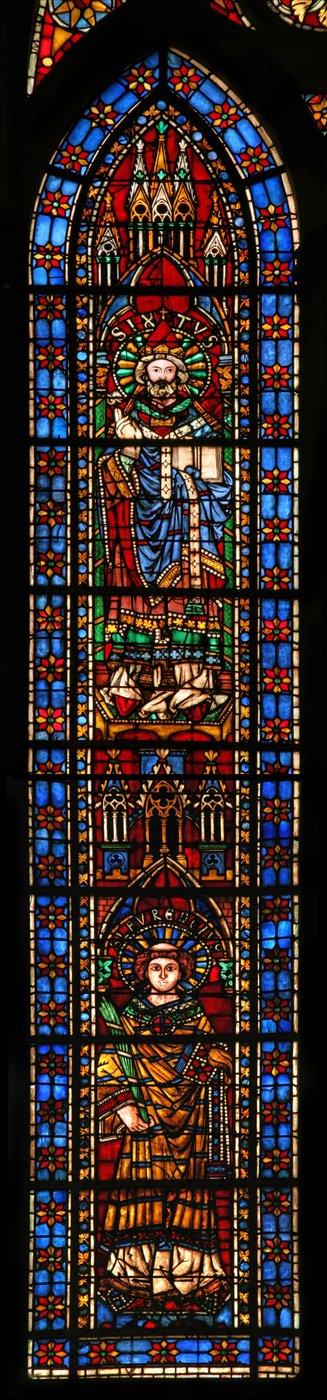 Window w201 depicting St Lawrence and Sixtus by French School