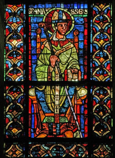 Window w210 depicting Bishop Manasses by French School