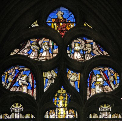Window depicting St James and angels by French School