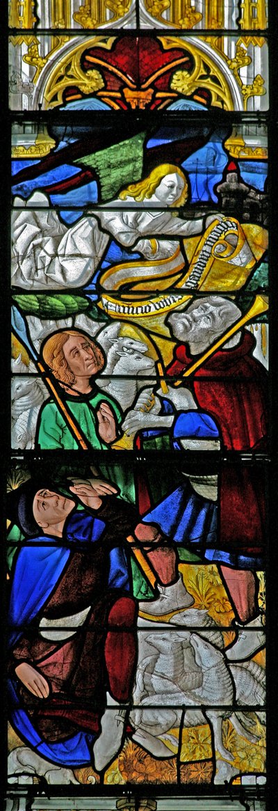 Window depicting the Annunciation to Shepherds by French School