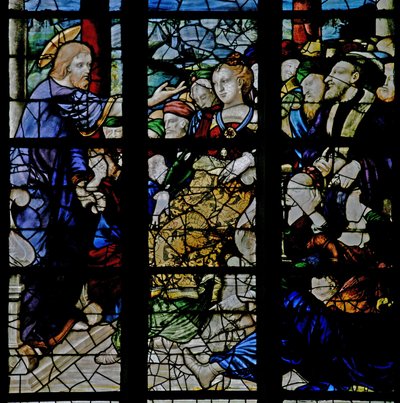 Window depicting Christ preaching by French School