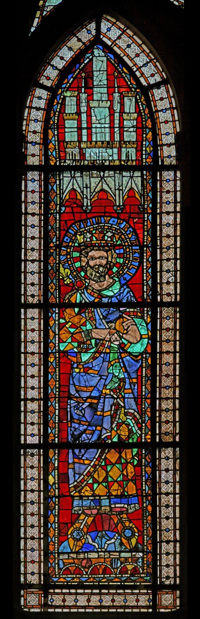 Window depicting Pepin the Short by French School