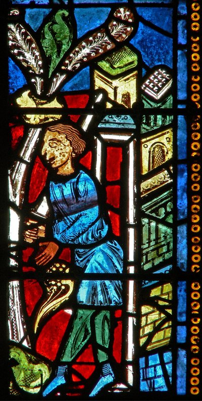 Window wXX depicting a persecuter sets out by French School