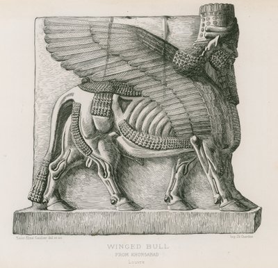 Winged bull, from Khorsabad, Louvre by French School