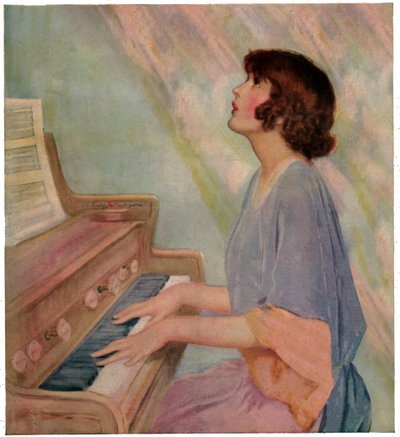 Woman Playing the Organ (engraving) by French School