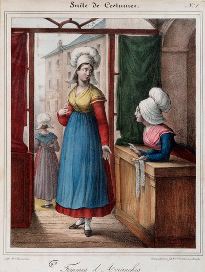 Women of Avranches (Manche) - lithography by French School