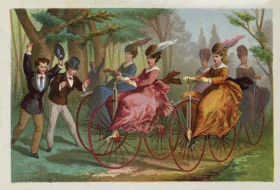 Women Riding Bicycles by French School