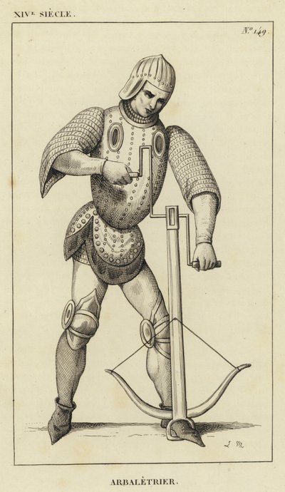 14th Century, Crossbowman (engraving) by French School