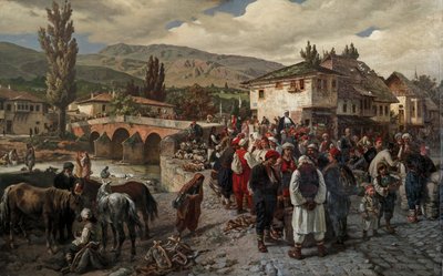 At the Latin Bridge in Sarajevo by Friedrich Alois Schönn