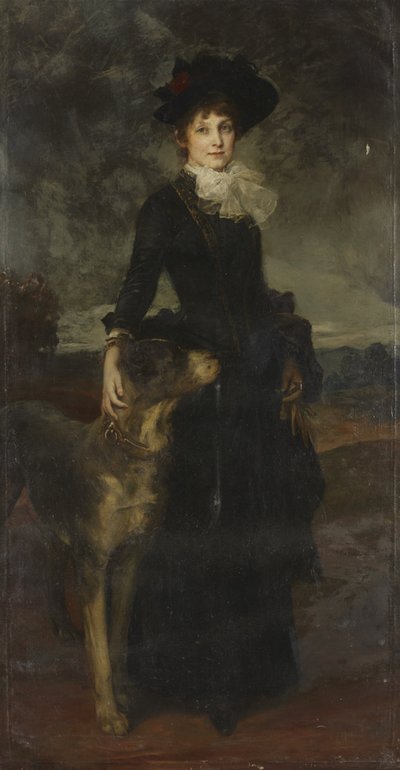 Mina Kaulbach with Great Dane by Friedrich August von Kaulbach