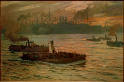 Evening. In the Port of Hamburg by Friedrich Kallmorgen