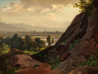 Mountain Landscape with Rock Formation in the Foreground by Friedrich Voltz